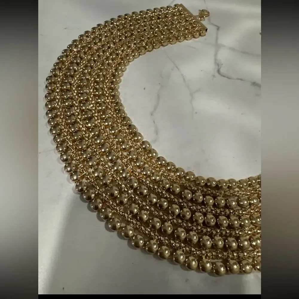 Zara Bold Multilayered Gold Chocker Necklace - Picture 4 of 14